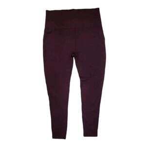 Spanx Leggings Extra Large Maroon Tummy Control XL Burgandy Shaping